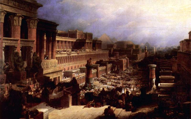 The Israelites Leaving Egypt painting by David Roberts (1830). Public domain photo via Wikimedia Commons